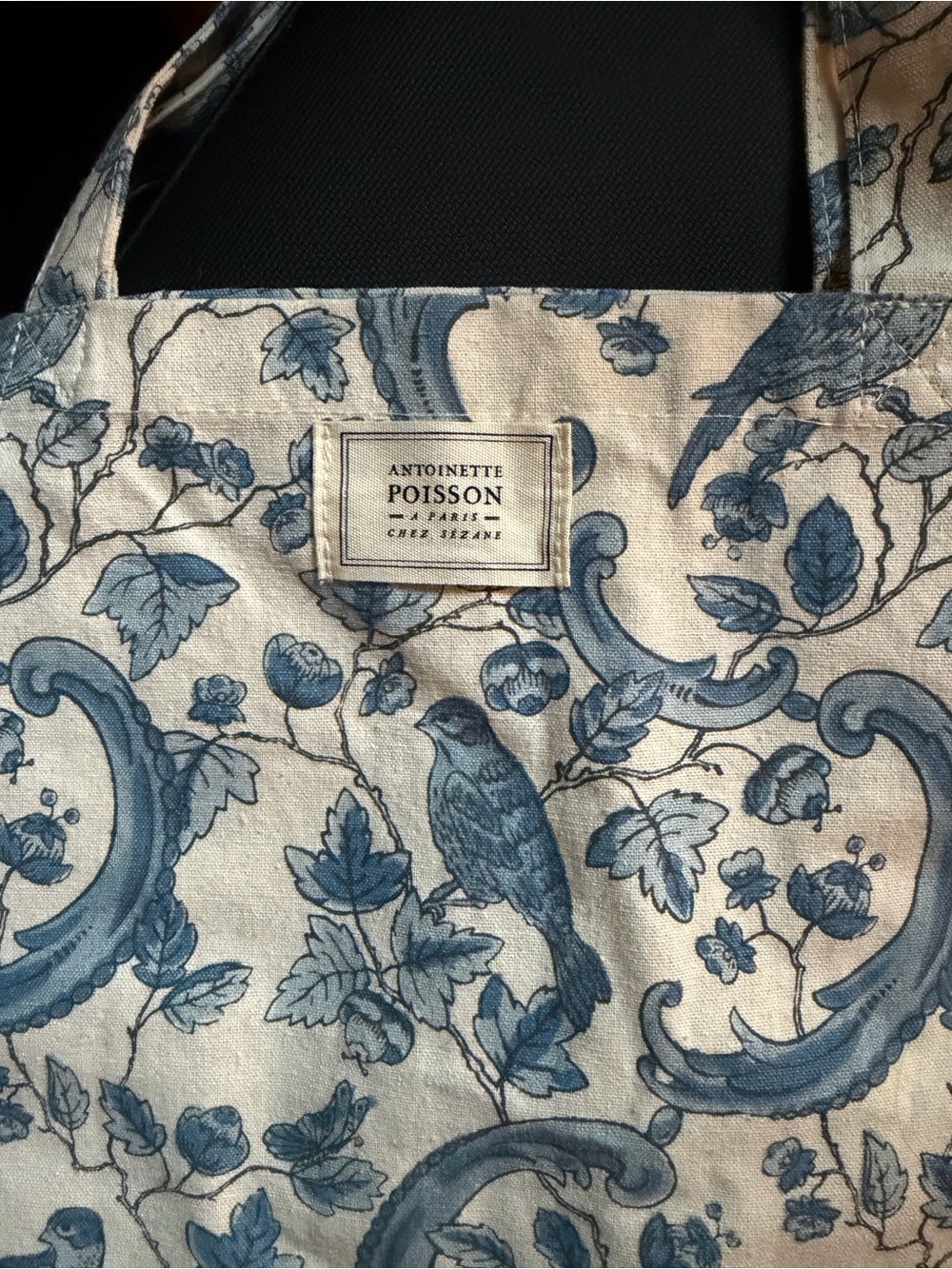 Sezane x Poisson Blue & White Canvas Tote Bag NWOT Beach Bag